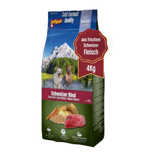 DeliBest Adult Sensitive Complete Dog Rind I Halbfeuchtes Futter für Hunde Adult I aus 100% Schweizer Rindfleisch I getreidefrei & ohne andere Zusätze I Hundefutter kaltgepresst I 4 kg von DeliBest