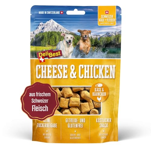 DeliBest Cheese & Chicken Snack für Hunde I Hundesnacks getreidefrei I Hundeleckerlie zur Belohnung oder als Training I Leckerli für Hund I Hunde Snack aus Hähnchen & Käse I 100 g von DeliBest