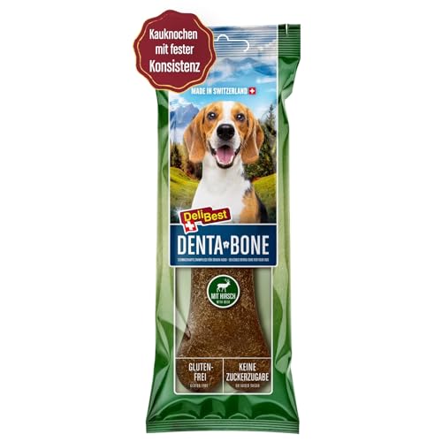 DeliBest DentaBone Hirsch I Kauknochen Hund leicht verträglich ohne Gluten I Kaustange Hund für Zahnreinigung I Hundesnacks für groß und klein I Hundekauknochen 1 x 100 g von DeliBest