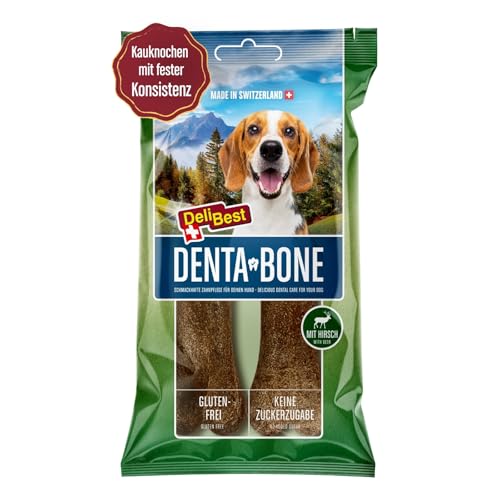 DeliBest DentaBone Hirsch I Kauknochen Hund leicht verträglich ohne Gluten I Kaustange Hund für die Zahnreinigung I Hundesnacks für groß und klein I Hundekauknochen 2 x 60g von DeliBest