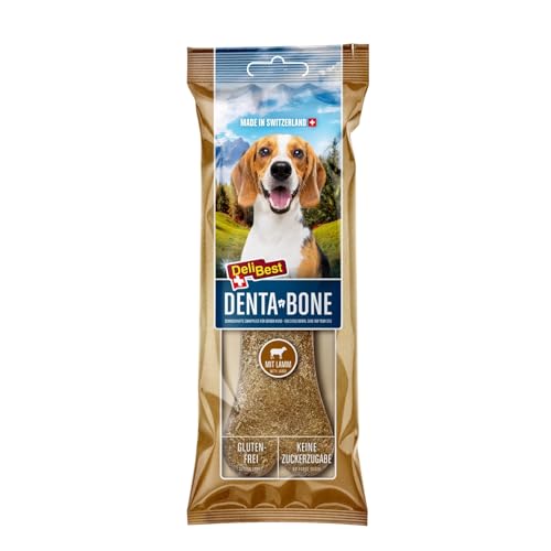 DeliBest DentaBone Lamm I Kauknochen Hund leicht verträglich ohne Gluten I Kaustange Hund für Zahnreinigung I Hundesnacks für groß und klein I Hundekauknochen 1 x 100 g von DeliBest