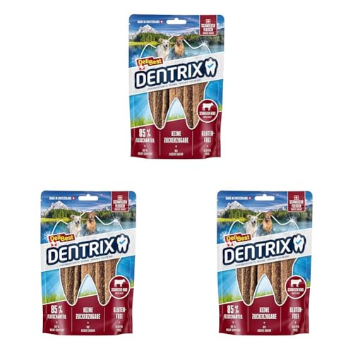 DeliBest Dentrix Schweizer Rindfleisch I Hunde dental Sticks für die Intensive Zahnreinigung I kalt geformt - sehr schmackhafter Hunde Snack aus frischem Fleisch I Hundezahnpflege Snack 70g von DeliBest