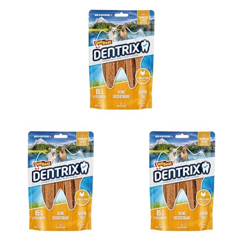 DeliBest Dentrix aus Schweizer Hähnchen I Hunde dental Sticks für Zahnreinigung I kalt geformt - schmackhafter Hunde Snack aus frischem Fleisch I Hundezahnpflege Snack 70g (Packung mit 3) von DeliBest