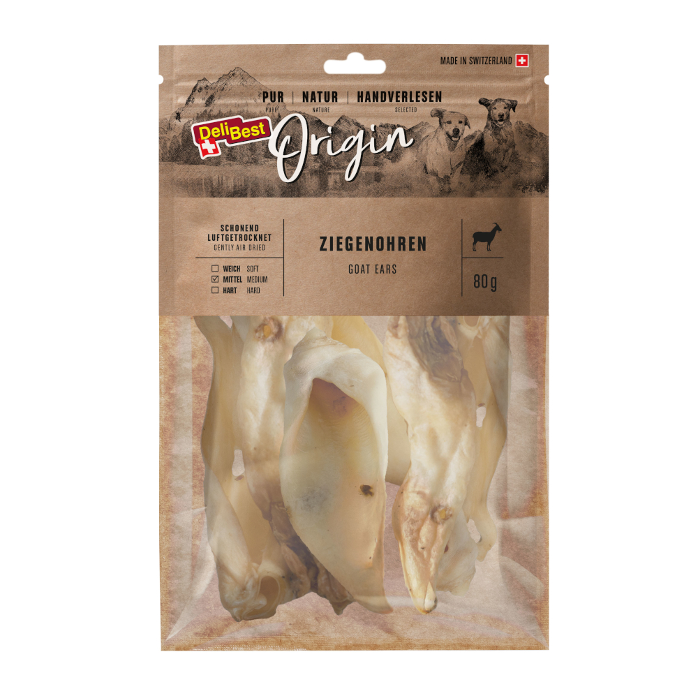 DeliBest Origin Ziegenohren - Sparpaket: 4 x 80 g von DeliBest