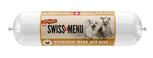 DeliBest Swiss MENU Hähnchen-Menu mit Reis I Nassfutter für Hunde aus 100% Schweizer Hähnchenfleisch I glutenfrei & ohne Zusätze I hochwertiges Hundefutter Adult I 400 g von DeliBest