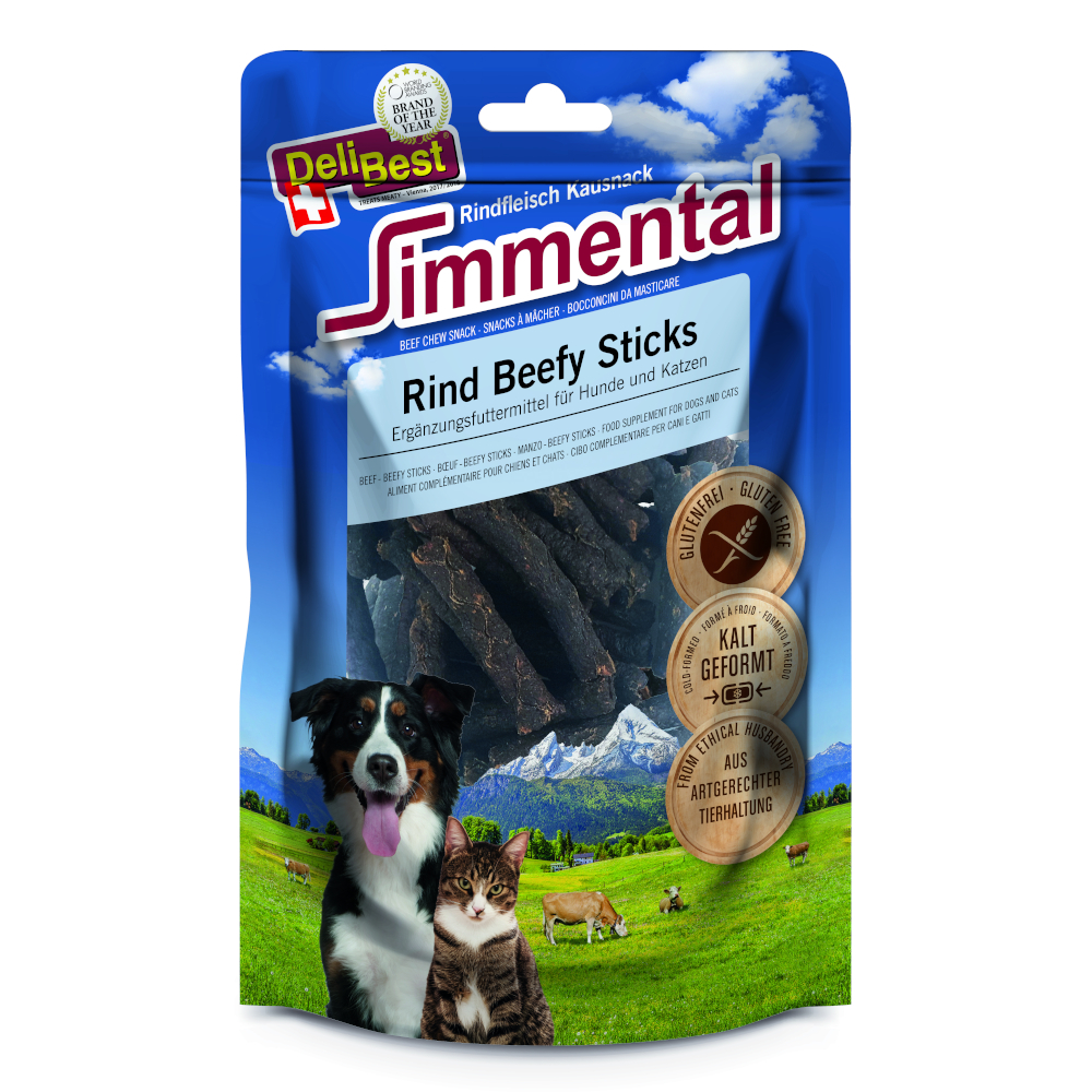 DeliBest Simmental Rind Beefy Sticks - Sparpaket: 4 x 90 g von DeliBest