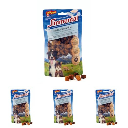 DeliBest Simmental Rind Lungenwürfel mini I Gesunde Rindfleisch Kausnacks für Hunde und Katzen I Rinderlunge besonders bekömmlich I Trainingssnack Hundesport I leckere Hundesnacks 60 g (Packung mit 4) von DeliBest