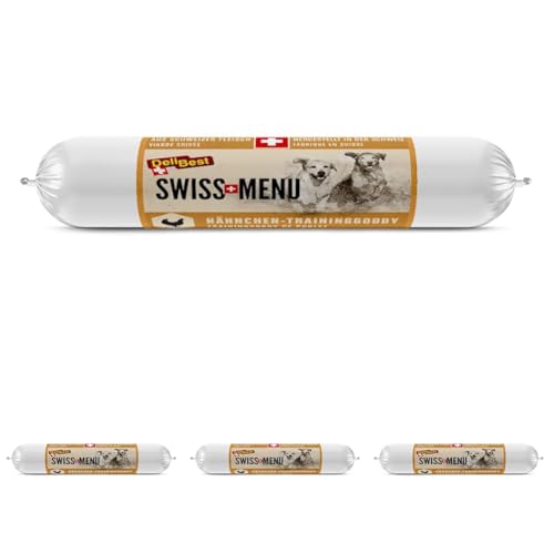 DeliBest Swiss MENU TrainingGoody Hähnchen I aus frischem Schweizer Hähnchenfleisch I Trainingsleckerlie Hähnchen I Hunde Snack für Sensible Hunde I Leckerlies für Hunde 200 g (Packung mit 4) von DeliBest