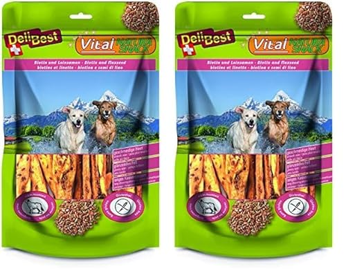 DeliBest Vital Natura Snack Biotin + Leinsamen I Kausnack für Hunde I für jedes Alter und Jede Größe I auch zur Zahnreinigung perfekt geeignet I natürlicher Kausnack I 200 g Packung (Packung mit 2) von DeliBest