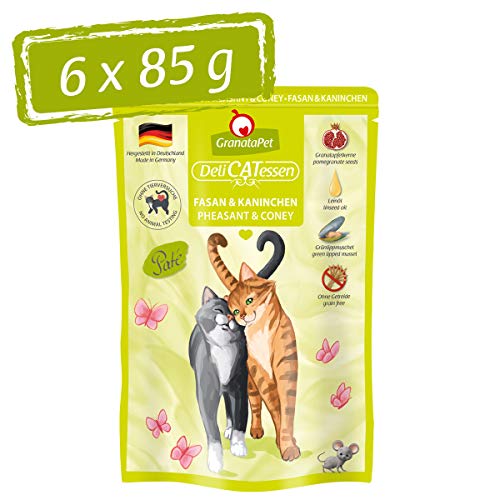 GranataPet DeliCatessen Fasan & Kaninchen, Nassfutter für Katzen, Katzenfutter für Feinschmecker, Futter ohne Getreide & ohne Zuckerzusätze, 6 x 85 g von GranataPet