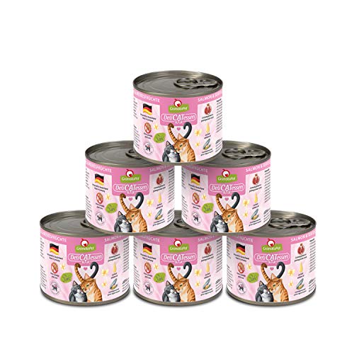 GranataPet DeliCatessen Lachs & Meeresfrüchte, Nassfutter für Katzen, Katzenfutter für Feinschmecker, Futter ohne Getreide & ohne Zuckerzusätze, 6 x 200 g von GranataPet