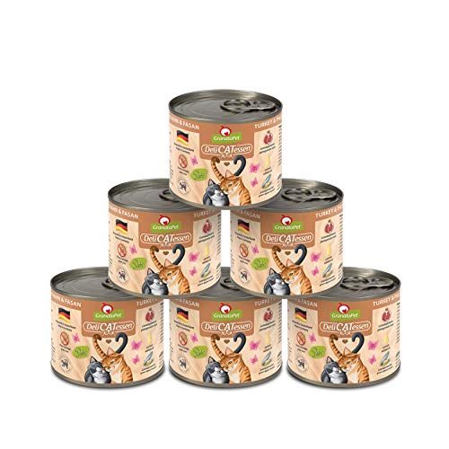 GranataPet DeliCatessen Truthahn & Fasan, Nassfutter für Katzen, Katzenfutter für Feinschmecker, Futter ohne Getreide & ohne Zuckerzusätze, 6 x 200 g von GranataPet