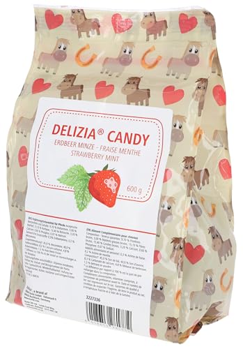 Kerbl Delizia Candy (Geschmacksrichtung Erdbeere/Minze, 600 g Beutel, Leckerli für Pferde, hochwertige und natürliche Zutaten) 3227336 von Delizia