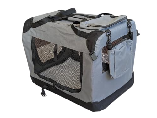 Deluxe Dwelling Foldable Pet Carrier Bag & Transport Box (Size-M)– Foldable Metal Frame, Breathable Mesh, Rollable Doors, Travel Crate for Dogs & Cats with Storage Pockets (M) von Deluxe Dwelling