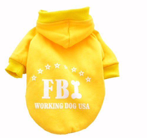 Demarkt Hunde Kleidung FBI Hunde Haustier Kleidung Hundemantel T-Shirt Apparel in Gelb L von Demarkt