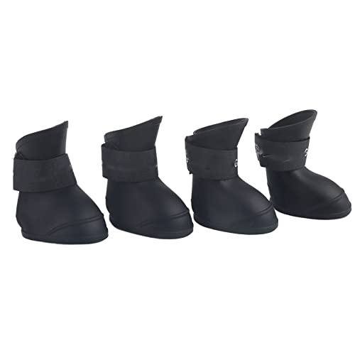 Demeras Hunde- und Katzenschuhe, Niedliche Hunde-Regenstiefel, Kleine Hundestiefel mit Verstellbarem Klettverschluss, Robust für Welpen, Hunde und Katzen (L schwarz) von Demeras