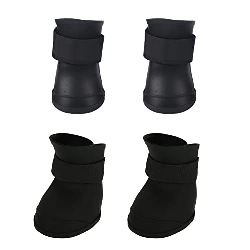 Demeras Hunde- und Katzenschuhe, Niedliche Hunde-Regenstiefel, Kleine Hundestiefel mit Verstellbarem Klettverschluss, Robust für Welpen, Hunde und Katzen (M schwarz) von Demeras