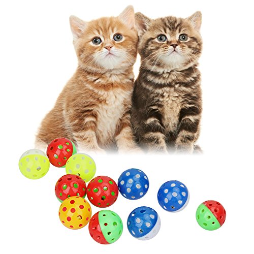 Demiawaking 18Pcs Haustier-Katze-Kätzchen-Spiel-Bälle mit Klingel Bell Pounce Chase Rattle Toy von Demiawaking