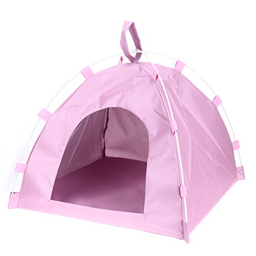 Demiawaking wasserdichte Oxford Haustier Haus Zelt Hunde Katze Bett bewegliche faltende Matte spielt (Rosa) von Demiawaking