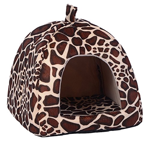 Demiawaking Weiche Haustier Schlafsack Hundehütte Katzenhöhle Hund Katze Haus (XL, Leopard Farbe) von Demiawaking