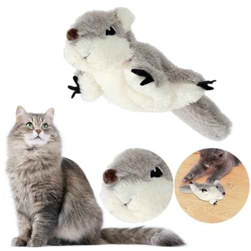 Flatterndem Vogel Katzenspielzeug, Aufladbar, interaktives Vogel-Katzenspielzeug, Automatische Katzen Spielzeug mit flatternden Flügeln Selbstbeschäftigung, Katzenminze (Fliegendes Eichhörnchen) von Demiawaking