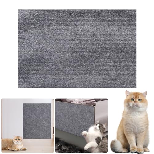 Selbstklebende Katzen Kratzmatte, Katzenkratz Teppich, Katzen Kratzbrett DIY Kratzschutz Kratzteppich, Kratzbaum Katze Kratzmatte für Sofa Möbelschutz (Grau, 30x100cm) von Demiawaking