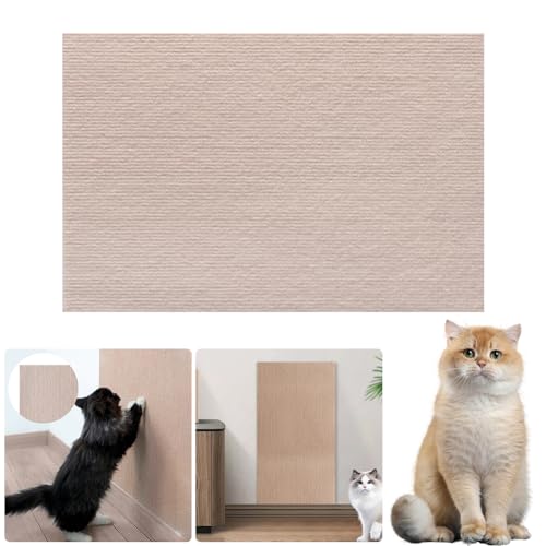 Selbstklebende Katzen Kratzmatte, Katzenkratz Teppich, Katzen Kratzbrett DIY Kratzschutz Kratzteppich, Kratzbaum Katze Kratzmatte für Sofa Möbelschutz (Khaki, 30x100cm) von Demiawaking