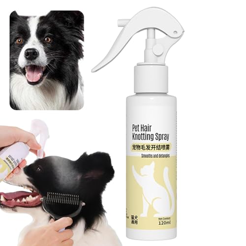 120 ml Hunde-Entwirrungsspray, Katzen-Entwirrungsspray für verfilztes Haar, Entwirrungsspray für Hunde, Tierhaare, Knotenspray, antistatisches Spray für Tierhaare, allgemeine Verwendung für Katzen und von Demsyeq