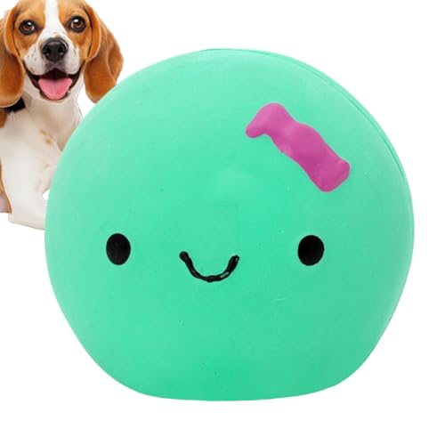 Demsyeq Eierball Hundespielzeug – Lustiges Hundespielzeug aus Latex-Gummi, niedliche Eipuppenform, quietschender Ball, weiches Tier, interaktives Apportieren, vierfarbiger Ball für Haustiere und von Demsyeq