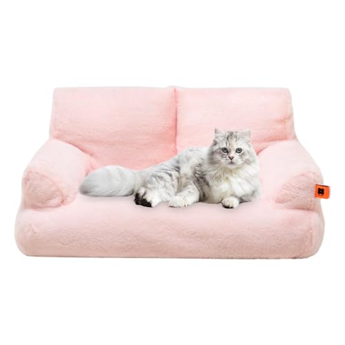 Demsyeq Katzen-Couch-Bett, warmes Haustiersofa, Katzenbett, rutschfeste Unterseite, Plüsch, Welpenbett, kleines Hundesofa, Haustierbett für Haustierbedarf, kleine, mittelgroße Hunde, Katzen von Demsyeq