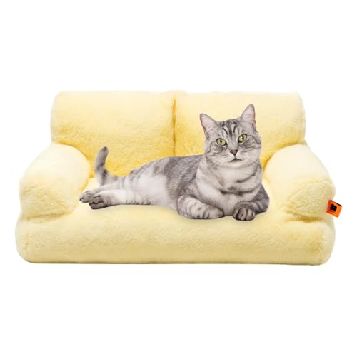 Demsyeq Katzenbett Couch – warmes Haustier-Sofa, Katzenbett, rutschfeste Unterseite, Plüsch, Welpenbett, kleines Hundesofa, Haustierbett für Haustierbedarf, kleine, mittelgroße Hunde, Katzen von Demsyeq