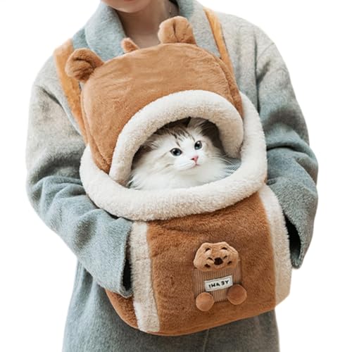 Demsyeq Katzentragerrucksack Warm, Reise Katzenrucksack zum Tragen, Katze Reise Tragetasche mit Öffnung oben, Hundetragerkäfig, Katzentragerrucksack für Winter von Demsyeq