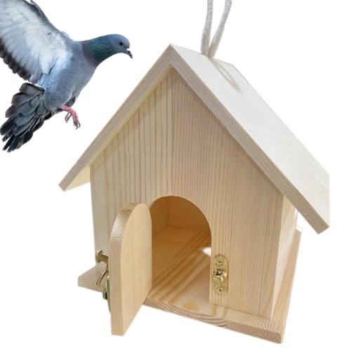 Demsyeq Vogelhäuser zum Aufhängen, Holz-Vogelnest mit Stange, Haustierhütte für Kolibris, Kardinal-Wildvögel, Outdoor-Dekoration für Terrasse, Garten, Hof von Demsyeq