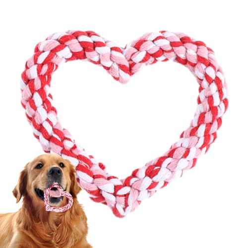 Herzseil Hundespielzeug Valentinstag Hundespielzeug Hund Kauseil Spielzeug für Valentinstag Valentinstag Haustier Zähne Spielzeug Herzförmiges Seil Haustiere Baumwolle Kauzubehör von Demsyeq