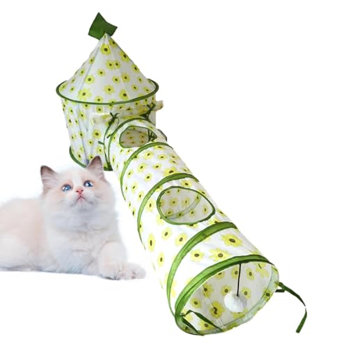 Katzenspieltunnel Interaktiver Hasen Spieltunnel Tragbarer Indoor Outdoor Zwinger Haustier Welpen Faltbares SpielzeltRohr Polyester Leinwand Katzenzeltrohre Faltbares Katzentunnelrohrzelt Für Katzen von Demsyeq