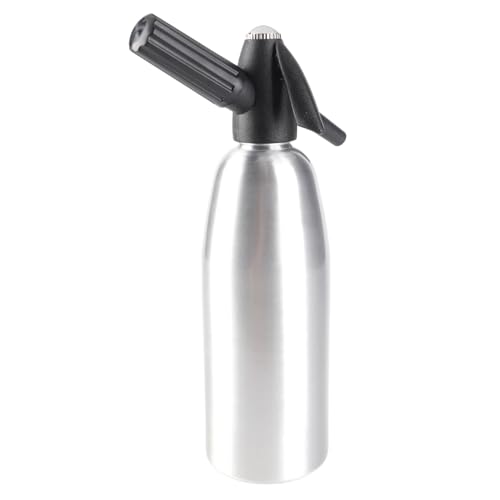 1L Soda Siphon Flasche, Tragbare Retro-Legierung Wasserflasche Soda Siphon, kohlensäurehaltige Seltzer Wasser Maker mit Druckregler für Soda Saft Getränke Cocktail (Silber) von Denash