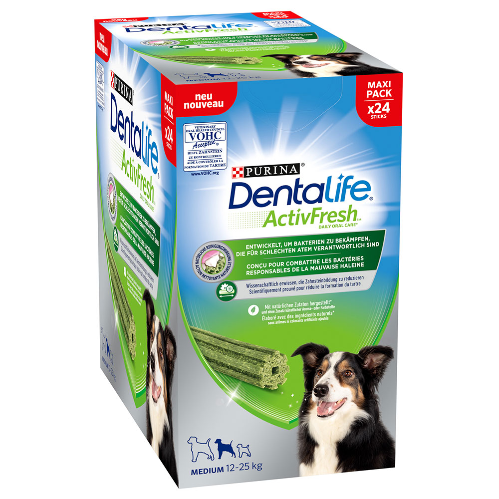 2 + 1 gratis! 3 x PURINA Dentalife Tägliche Zahnpflege-Snacks - Active Fresh: für mittelgroße Hunde - 72 Sticks von Dentalife