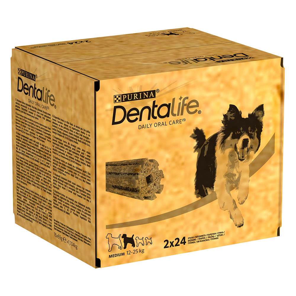 2 + 1 gratis! 3 x PURINA Dentalife Tägliche Zahnpflege-Snacks - für mittelgroße Hunde - 144 Sticks von Dentalife