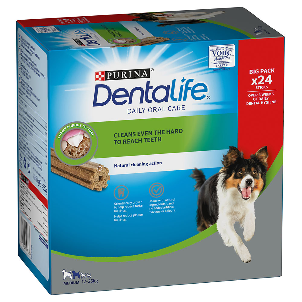 2 + 1 gratis! 3 x PURINA Dentalife Tägliche Zahnpflege-Snacks - für mittelgroße Hunde - 72 Sticks von Dentalife