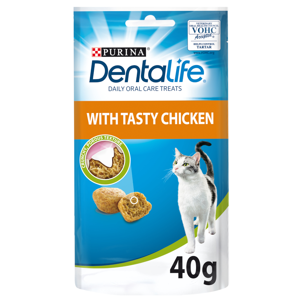 8 x 40 g PURINA Dentalife Tägliche Katzen-Zahnpflege-Snacks mit Huhn ​zum Sonderpreis! - mit Huhn von Dentalife