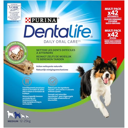 DENTALIFE Medium – Multipack – 42 Kauknochen für mittelgroße Hunde – 966 g – Mundhygiene im Alltag von Dentalife