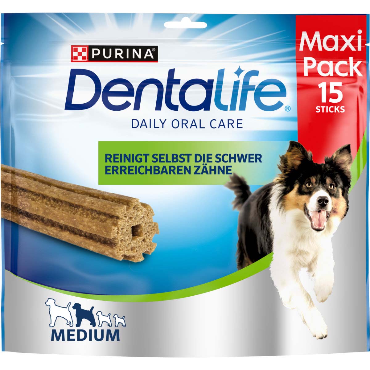 Purina DentaLife Tägliche Zahnpflege-Snacks für mittelgroße Hunde Maxipack 5x345g von Dentalife