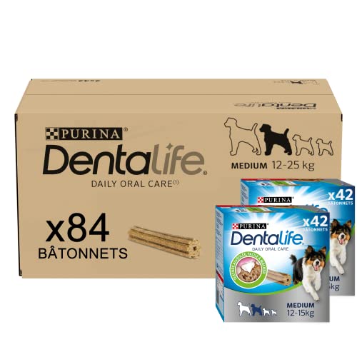 PURINA DENTALIFE MEDIUM | Leckerli für mittelgroße Hunde | 84 Kaustäbchen | Getreide | Maxi Pack | 2 x 966 g | 1,93 kg | Mundhygiene von Dentalife