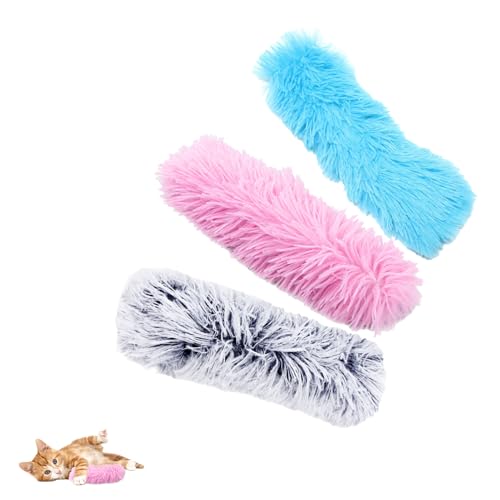 Deofun Katzenkissen, weiches Katzenminze-Spielzeug, Kauspielzeug, Übungskicker für Innenkatzen, Kätzchen, Kätzchen, Kätzchen, 3 Stück (Rosa & Blau & Grau) von Deofun