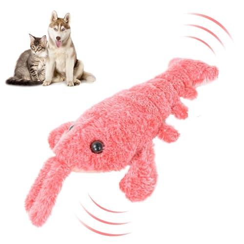 Deojtga Floppy Lobster Hundespielzeug, Schlapphummer Interaktives Hundespielzeug, 36cm Elektrisches Plüsch Schlenker, Kauspielzeug, USB Aufladung, interaktives Spielzeug, bewegliches von Deojtga