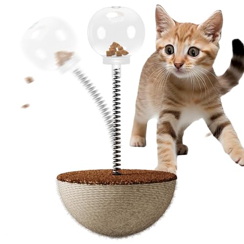 Deojtga Interaktiver Katzen-Futterspender, Interaktives Katzen-Futterspender-Spielzeug - Funny Balls Slow Food Dispenser Feeder,Spring Toys Interaktiver Katzen-Puzzle-Futterspender, automatisch von Deojtga