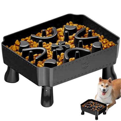 Deojtga Pet Slow Food Bowl – Hundespielzeug Interaktives 2-in-1 – Rutschfestes Haustierzubehör Hundeanreicherungsspielzeug erhöht für Reisen zur geistigen Bereicherung von Deojtga