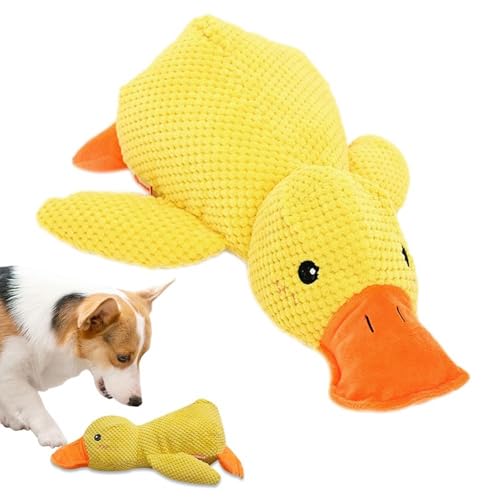 Deojtga Quack Quack Ente Hundespielzeug, 25/32/45 cm The Mellow Dog Beruhigende Ente Hundespielzeug, Gelb Ente Hundekauspielzeug Ente Plüschspielzeug für Hunde von Deojtga