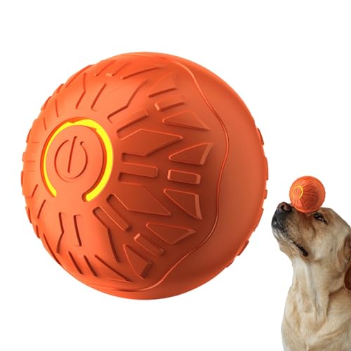 Deojtga Rollball für Hunde,Peppy Ball,Elektrischer automatischer Rollball | LED-Blitzlichter, bewegungsaktiviertes interaktives Spielzeug, automatisch wiederaufladbares, schwungvolles von Deojtga