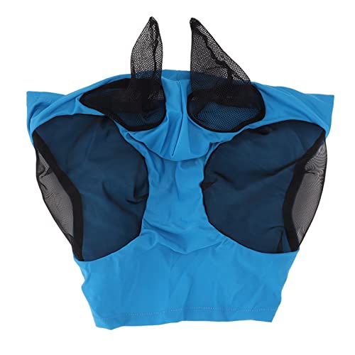 Deosdum Pferdefliegenmaske, Fliegenmasken Pferde, Atmungsaktive Elastische Pferdegesichtsmaske mit Ohrenschutz Reitausrüstung(Blau) von Deosdum